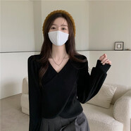 婉曼朵碩依美戀女t恤韓系修身打底衫長(cháng)袖短款 黑色 S