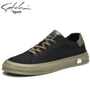 沙馳（SATCHI）男鞋夏季新款透氣帆布鞋灰色軟底高端商務(wù)休閑鞋中年爸爸布鞋 黑色S3T32208A 39 標準皮鞋碼