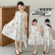THINKPIRE夏季女童連衣裙兒童雪紡裙子2025中大童碎花公主裙兒童服裝6-12歲 圖片色 170 碼建議身高160CM
