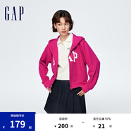 Gap女裝春秋L(fēng)OGO連帽法式圈織軟衛(wèi)衣外套402167 深粉色 XS (155/76A)亞洲尺碼