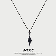 MOLC夜星空藍砂石菱形項鏈男女高級感編制掛繩吊墜男生日禮物送男友 L2411藍砂石星空吊墜