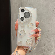 艾派客適用華為pura80手機殼新款珍珠蝴蝶貝殼紋氣囊防摔散熱透明大孔鏡頭全包圍保護套女生輕奢高級軟殼 【立體kt貓+水滴手鏈】高光水鉆-防刮耐磨不發(fā)黃 華為pura80Pro/Pro+通用