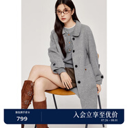 詩(shī)凡黎（'SEIFINI）【羊駝毛綿羊毛大衣】詩(shī)凡黎學(xué)院風(fēng)毛呢外套24冬新款小個(gè)子雙面呢 灰色 S