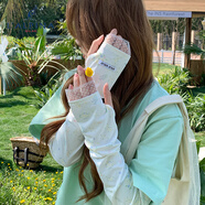 阿爾皮納袋鼠LALPINA 冰絲防曬袖套女夏季防紫外線(xiàn)寬松戶(hù)外騎車(chē)透氣蕾絲冰袖 淡黃色 L