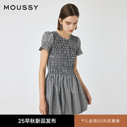 moussy 2025甜美可愛(ài)荷葉邊袖口抽褶收腰短款連衣裙010IS233-9661 015花紋白色 S