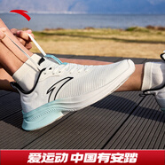 安踏（ANTA）運動鞋男鞋夏季新款網(wǎng)面輕薄透氣跑步鞋子男輕便軟彈休閑鞋 象牙白/灰霧藍-6 39