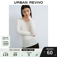 UR秋季新款女裝簡約基礎(chǔ)百搭休閑修身V領(lǐng)針織衫UWB940008 象牙白 M