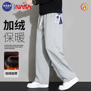 NASA GISS休閑褲男寬松保暖褲加絨厚款長褲子 花灰直筒加絨 (180/84A)XL