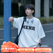 杜小閑 重磅短袖t恤男夏季美式復(fù)古字母印花寬松潮牌潮流休閑半袖體恤 T1459 白色 XL