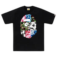 A BATHING APE男士休閑短袖T恤大logo迷彩印花寬松透氣 black 均碼 |3XL