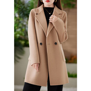 阿瑪施（AMASS）哥弟適用雙面羊絨大衣女小個(gè)子2025新款秋冬季赫本風(fēng)中長(cháng) 米駝色 L120-130斤 均碼