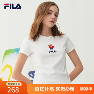 FILA 斐樂女裝官方女士短袖T恤夏季休閑運(yùn)動內(nèi)搭t恤運(yùn)動上衣 標(biāo)準(zhǔn)白-F51W328152FWT XS （155/76A/XS）