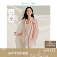 茵曼章若楠同款防曬苧麻棉女裝襯衫2025夏季新品襯衣上衣 淺粉色 L