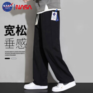 NASA GISS休閑褲男寬松直筒闊腿褲潮流長褲子 黑色直筒常規(guī) (185/88A)2XL
