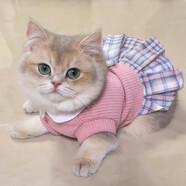 阿莫爾貓咪裙子夏季薄款貓咪衣服可愛粉色南瓜裙布偶藍貓寵物狗狗公主裙 學院風JK裙 S 建議3-5斤  背長20cm