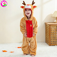 童編寶寶爬爬服家居服嬰兒衣服睡衣保暖衣動(dòng)物造型爬服動(dòng)物造型連體衣 動(dòng)物造型連體衣姜黃色 小鹿 110cm 【身高95-105m或體重30-36斤】 24-30月