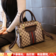 喵小姐輕奢高端品牌女士手提包包女包新款大容量媽媽單肩斜挎包女小方包 咖啡色(通勤百搭高級感小眾休閑)