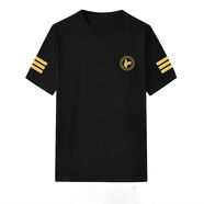 樂卡克（Le coq sportif）法國公雞棉短袖t恤男裝2025新款冰絲速干白色上衣服涼感夏季半袖 黑色純棉D(zhuǎn)X【黃色公雞肩條紋】 M  90-115