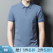 圣得西（Sundance）【5A抗菌】翻領(lǐng)短袖polo衫2025夏季商務(wù)體恤純色簡約T恤男 灰藍 2XL (185/100A)