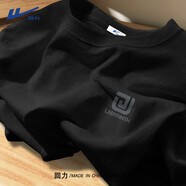 回力純棉短袖女t恤夏季新款大碼女胖mm寬松半袖上衣2025初夏穿搭J 黑色 (迷宮方塊胸標(biāo)) M (推薦體重100-120斤)