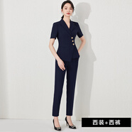 艾尚臣職業(yè)裝小西裝外套女2025夏季氣質(zhì)女神范經(jīng)理工作服正裝套裝 藏青色西裝+西褲 M