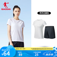 喬丹運動(dòng)套裝男女夏季透氣跑步籃球運動(dòng)服兩件套短袖t恤短褲 喬丹白/黑色 丨女款 M