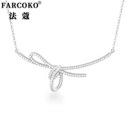 法蔻（farcoko）極光小方糖絲帶結(jié)項(xiàng)鏈女時(shí)尚個(gè)性百搭鎖骨鏈生日禮物送女友老婆 絲帶結(jié)項(xiàng)鏈