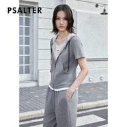 詩篇（PSALTER）2025年夏季女裝通勤運(yùn)動(dòng)風(fēng)連帽短袖拉鏈修身休閑外套 淺灰 L 40