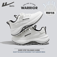 回力（Warrior）官方男鞋夏季透氣休閑跑步鞋舒適老爹鞋子男士運動(dòng)鞋男 白黑 40