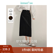 茵曼（INMAN）2025秋冬女裝新款簡約百搭燈芯絨半身裙中高腰顯瘦全棉直筒裙 黑色 M
