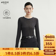 艾諾絲雅詩【商場同款】2025秋季新品通勤美利奴羊毛拼接針織衫上衣40826050 煙灰色 M