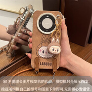 詩(shī)迦努華為Mate60Pro秋冬皮質(zhì)Labubu卡通可愛(ài)防摔保護套 [電鍍鏡框皮質(zhì)]棕底拉布布頭像+ 華為_(kāi)Mate_70_Pro+