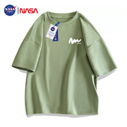 NASA GISS官方潮牌t恤男夏季寬松休閑圓領(lǐng)百搭印花五分短袖 蜜瓜綠 M