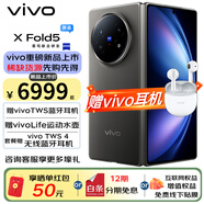 vivo X Fold5 折疊屏手機 新品上市 5G游戲拍照手機 vivoxfold5 折疊 蔡司超級長(cháng)焦 藍海電池 鈦度 12GB+256GB 官方標配