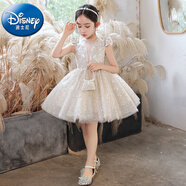 迪士尼（Disney）公主裙女童2023新款兒童晚禮服小女孩漂亮裙子洋氣連衣裙 #8312_亮片飛飛袖短款 110 cm_建議體重[20-30斤]