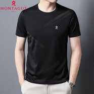 夢(mèng)特嬌（MONTAGUT）夏季新品男士短袖休閑t恤冰感半袖圓領(lǐng)體恤 KLSB-08008_黑色 M 165_100-120斤