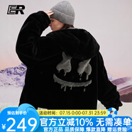 ER【張澤禹同款】?jī)擅娲┓卵蚋崦q男士外套男女同款連帽保暖厚棉衣 黑色 M碼-175/70kg