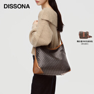 DISSONA迪桑娜女包幸運(yùn)錦囊hobo包老花包單肩手提包情侶通勤包中性腋下包 棕色-大號(hào)（肩帶可調(diào)節(jié)）