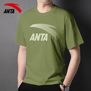 anta kids安踏短袖男T恤男透氣休閑跑步健身體恤衫男款吸汗潮流半袖T恤 煙青灰/8120 【棉柔透氣款式】 M 170