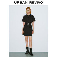 UR2025春季新款女裝潮酷工裝風(fēng)腰帶短袖連衣裙UYV750021