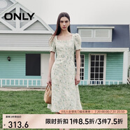 ONLY 2025春季氣質(zhì)復(fù)古方領(lǐng)泡泡袖中長款連衣裙女|125107026