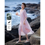 德瑪納【輕氧萊賽爾】夏季浪漫法式木耳邊圓領(lǐng)娃娃裙可脫卸腰帶女連衣裙