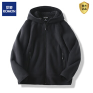 羅蒙（ROMON）牛貨500g搖粒絨仿羊羔絨防風(fēng)保暖秋冬男戶(hù)外休閑連帽夾克外套棉衣 黑色 8633 M 建議100-120斤