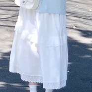 梓洛蘭ZiLuoLan多巴胺套裝裙女裝2025夏季學院風韓版寬松純棉T血兩件套 白花邊半身裙(單件) S 【建議70--90斤】