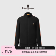 比音勒芬（Biemlfdlkk）【觸感功能】春秋季男士休閑運動風(fēng)外套經(jīng)典親膚柔軟針織夾克 07黑 L