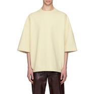 吉爾·桑達（Jil Sander）棉氨綸混紡羅紋圓領(lǐng)短袖T恤男寬松落肩抽繩下擺 裸色 均碼 |M