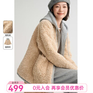 飛鳥(niǎo)和新酒假兩件帶帽外套女保暖2024冬季新款小個(gè)子休閑毛毛外套 駝色HCJ02 S