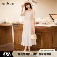 謎底連衣裙短袖女2025夏季新款極簡風純色中長裙大擺裙256ML6503 本白 S