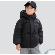 巴布豆（BOBDOG）童裝兒童服男童冬季三防面包服女童2024新款男孩冬裝保暖外套 黑色 120 cm(建議身高110-120cm)