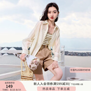 香影（xiangying）外搭襯衫女薄款夏季2025新款防曬襯衣萊賽爾天絲上衣 襯衫米色 均碼 L